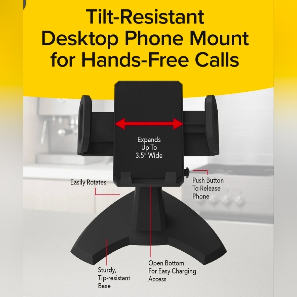 Desk Call New* Black Phone Stand Mount, Holder - Picture 4 of 4